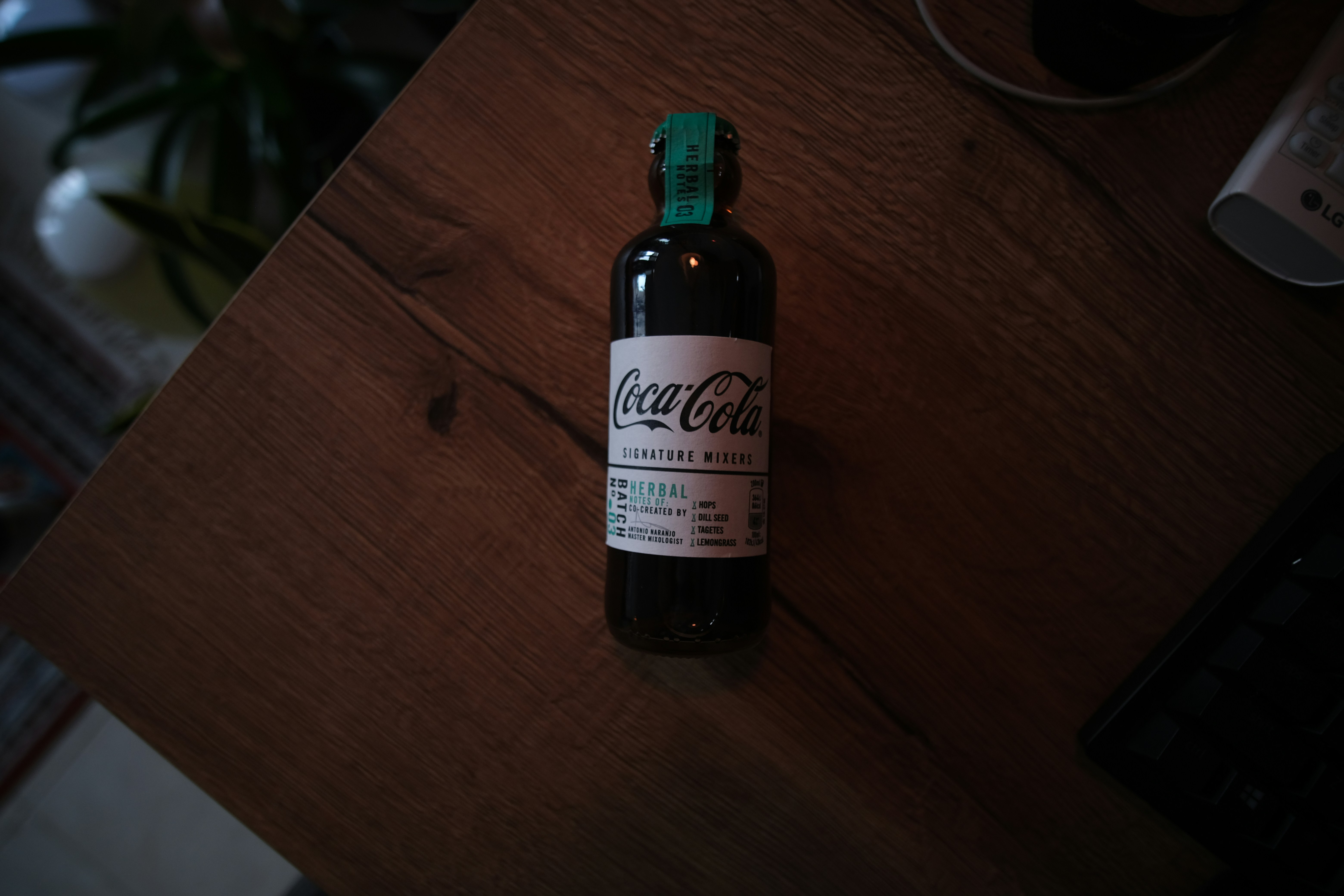white and green labeled bottle